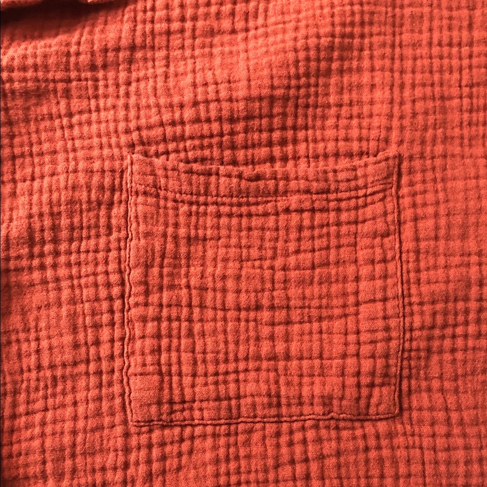 Women's‎ Rust Textured Button-Up Blouse - Picture 3 of 7